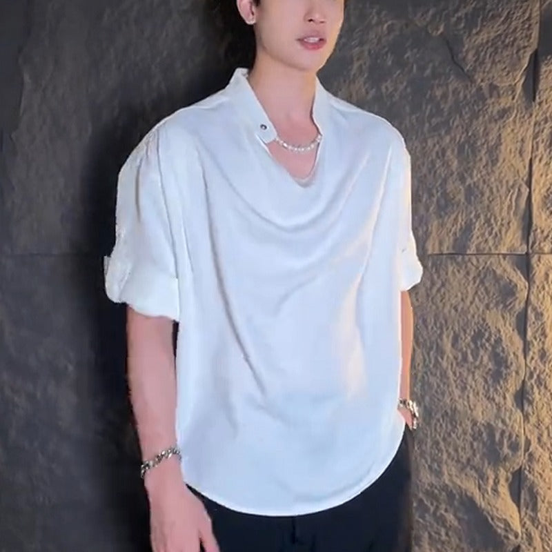 Stand up collar short sleeved T-shirt half sleeved top