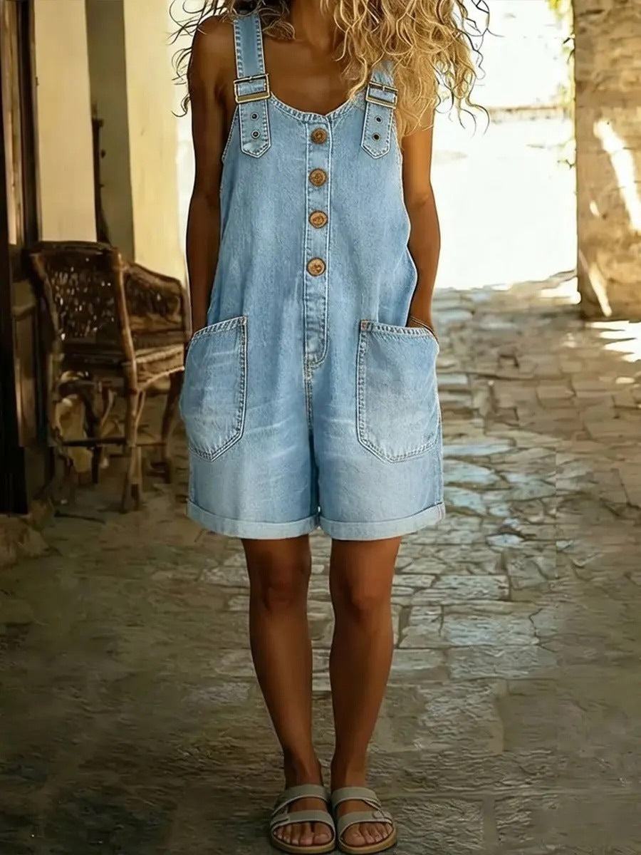 Loose high waisted women's denim shorts