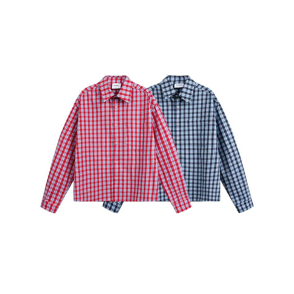 Checkered shirt men's long sleeved shirt