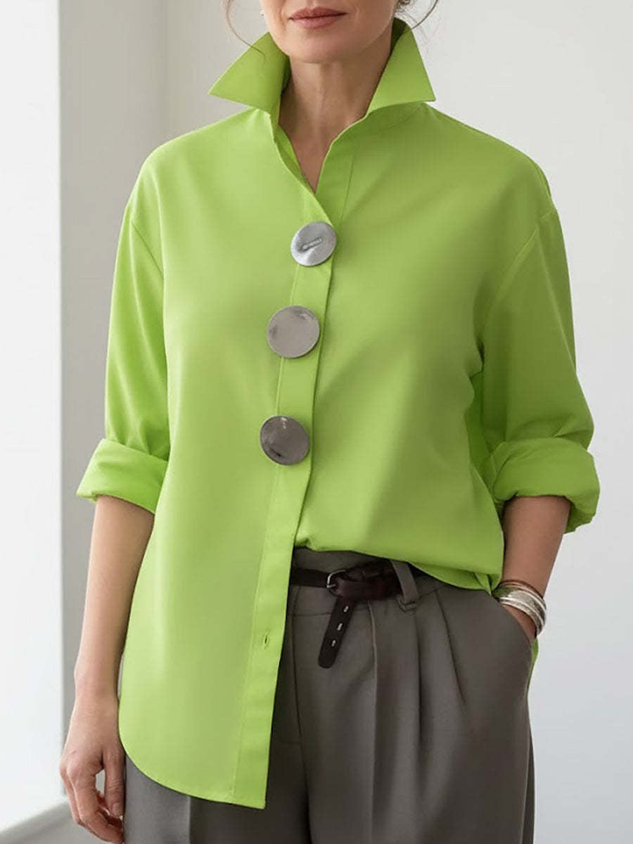 Solid Color Long Sleeve Stand-up Collar Shirt