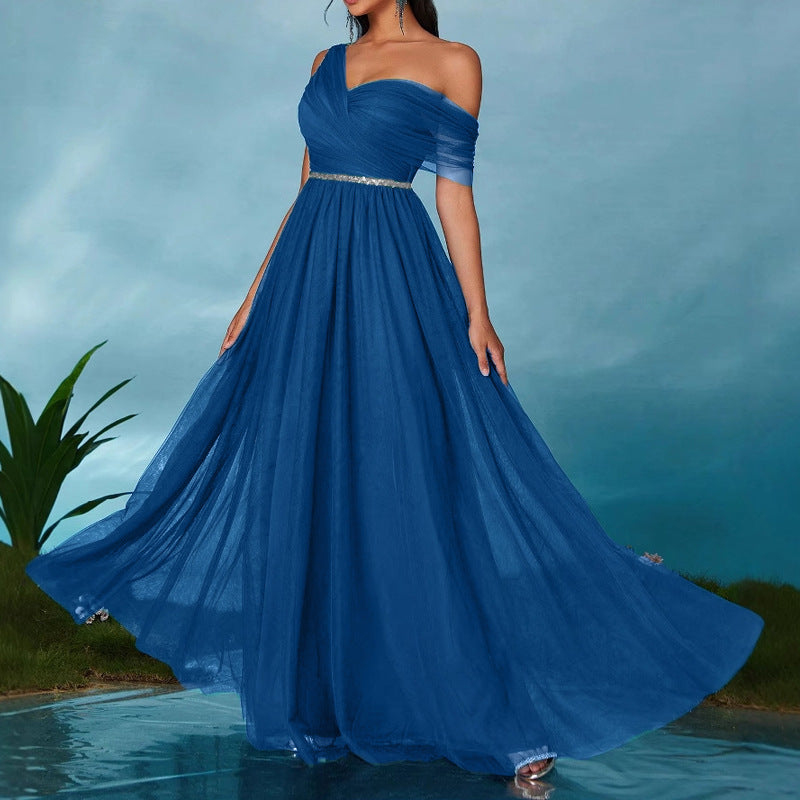 Elegant Evening Dress, Slim Fit Long Dress, Skinny Shoulder-Baring, Fashionable Host Gown for Party, Formal Wear