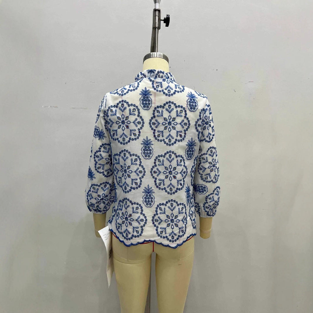 Stand up collar button up top