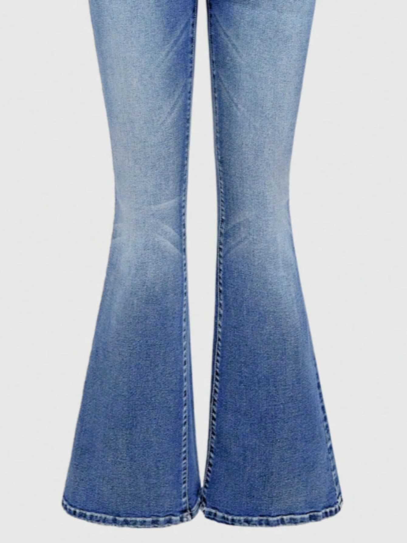 Blue Denim Long Pants with Embroidery Design