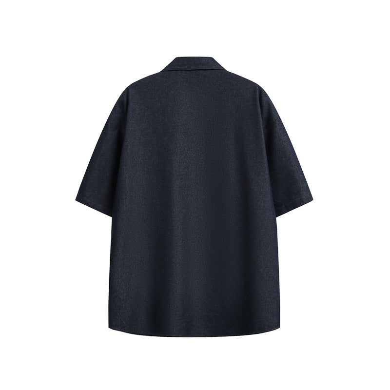 Denim Short Sleeve Shirt for Men with Design Sense Pocket Casual Shirt