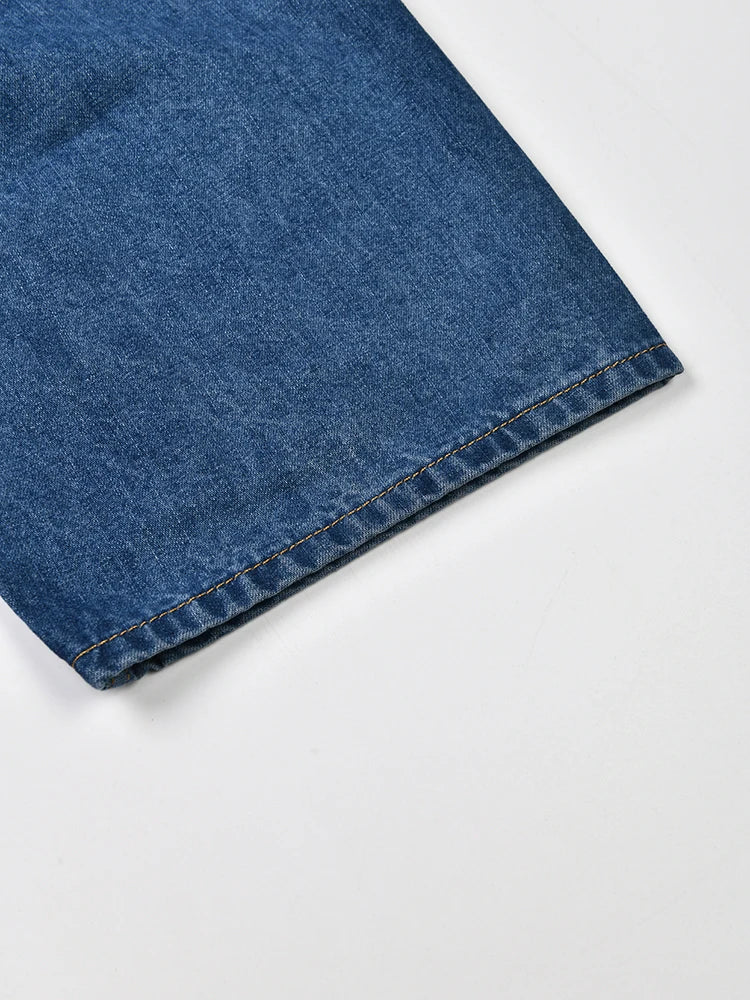 Casual Loose Denim Jackets For Women Lapel Quarter Sleeve Patchwork Pockets Minimalist Jacket Female Fashion New