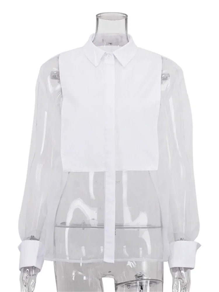 Women Solid Lapel Crop top Casual Long Sleeve High Waist Female Blouse