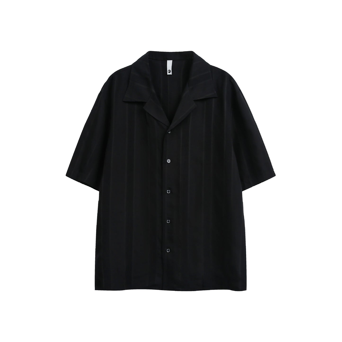 Striped Cuban Collar Short-Sleeve Shirt for Men Loose Casual Shirt