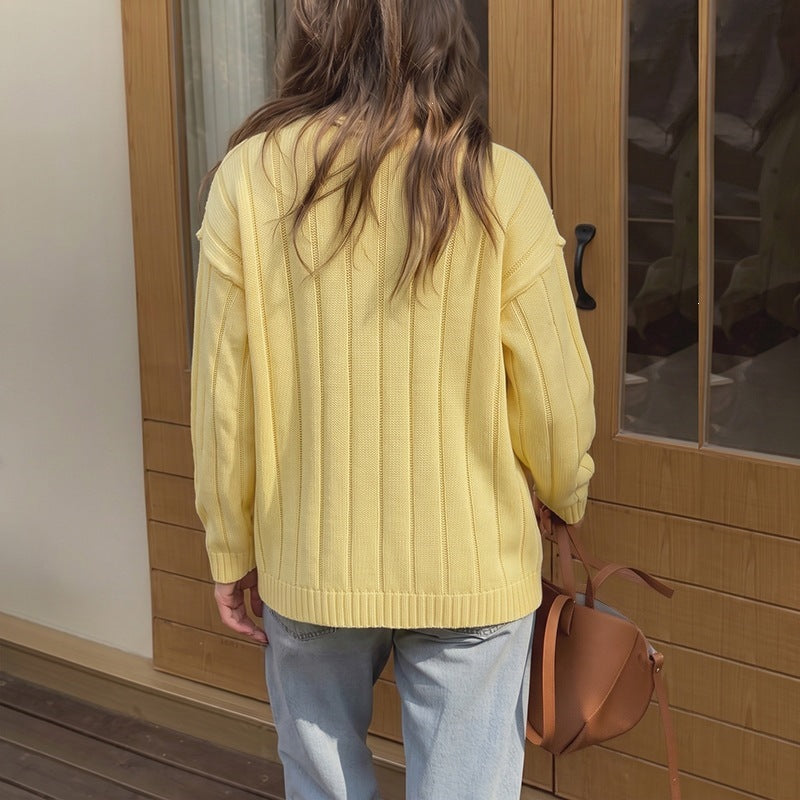 Solid color loose round neck sweater