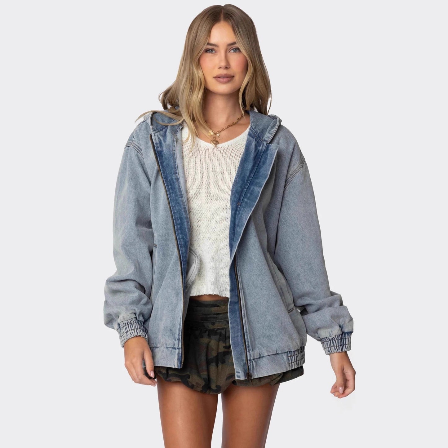 Denim Jacket for Women, Autumn Loose Long Coat, Casual Fashion Outerwear