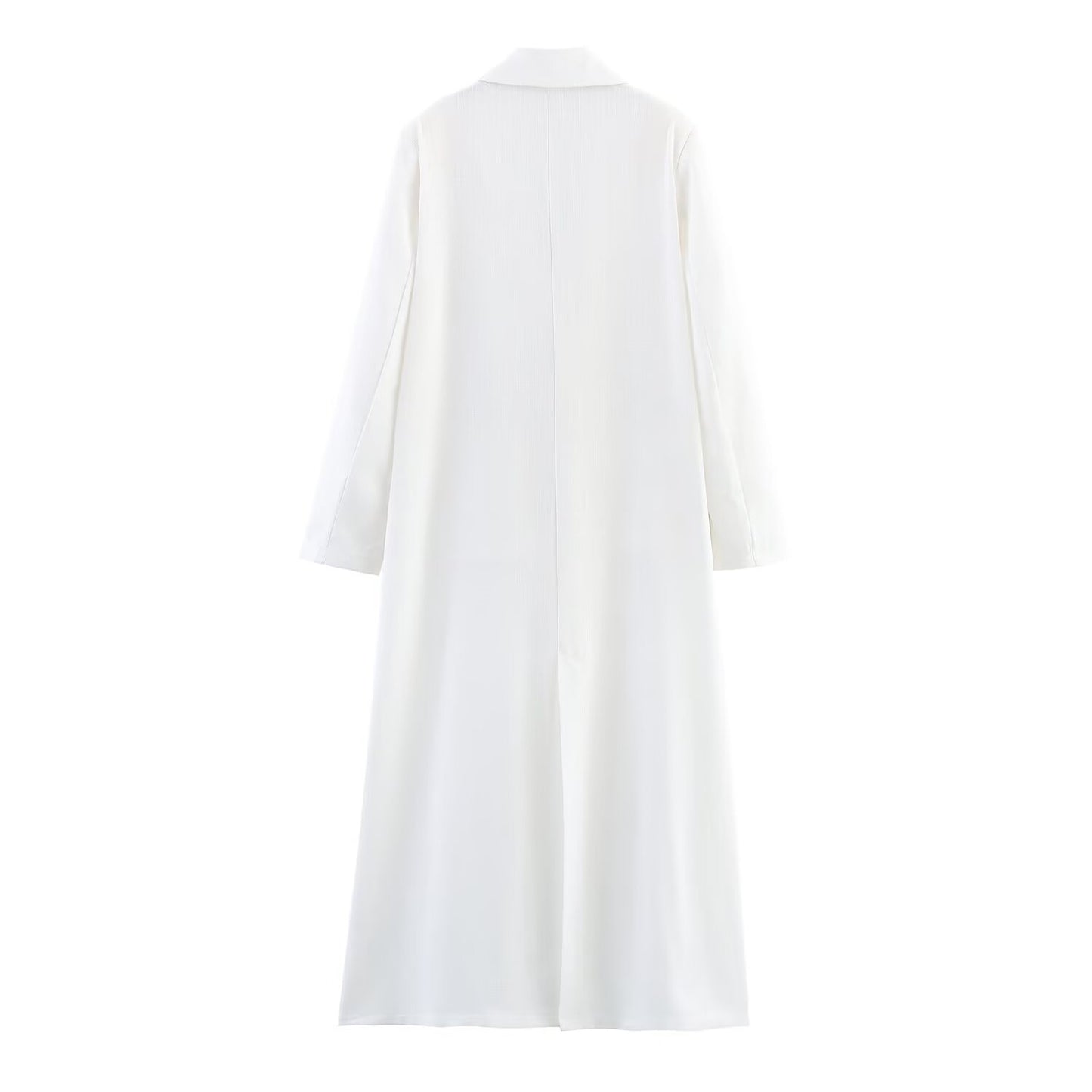 Collar long sleeved single breasted white loose jacket for women
