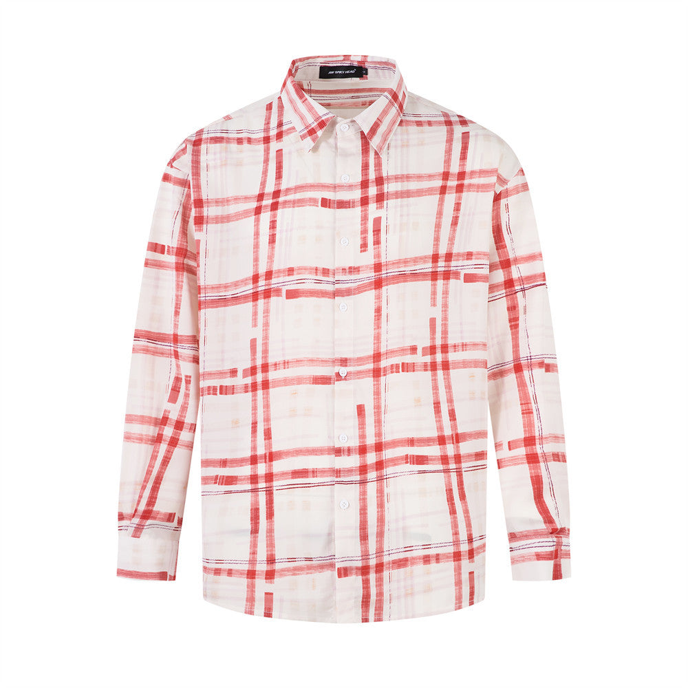 Plaid long sleeved loose casual shirt