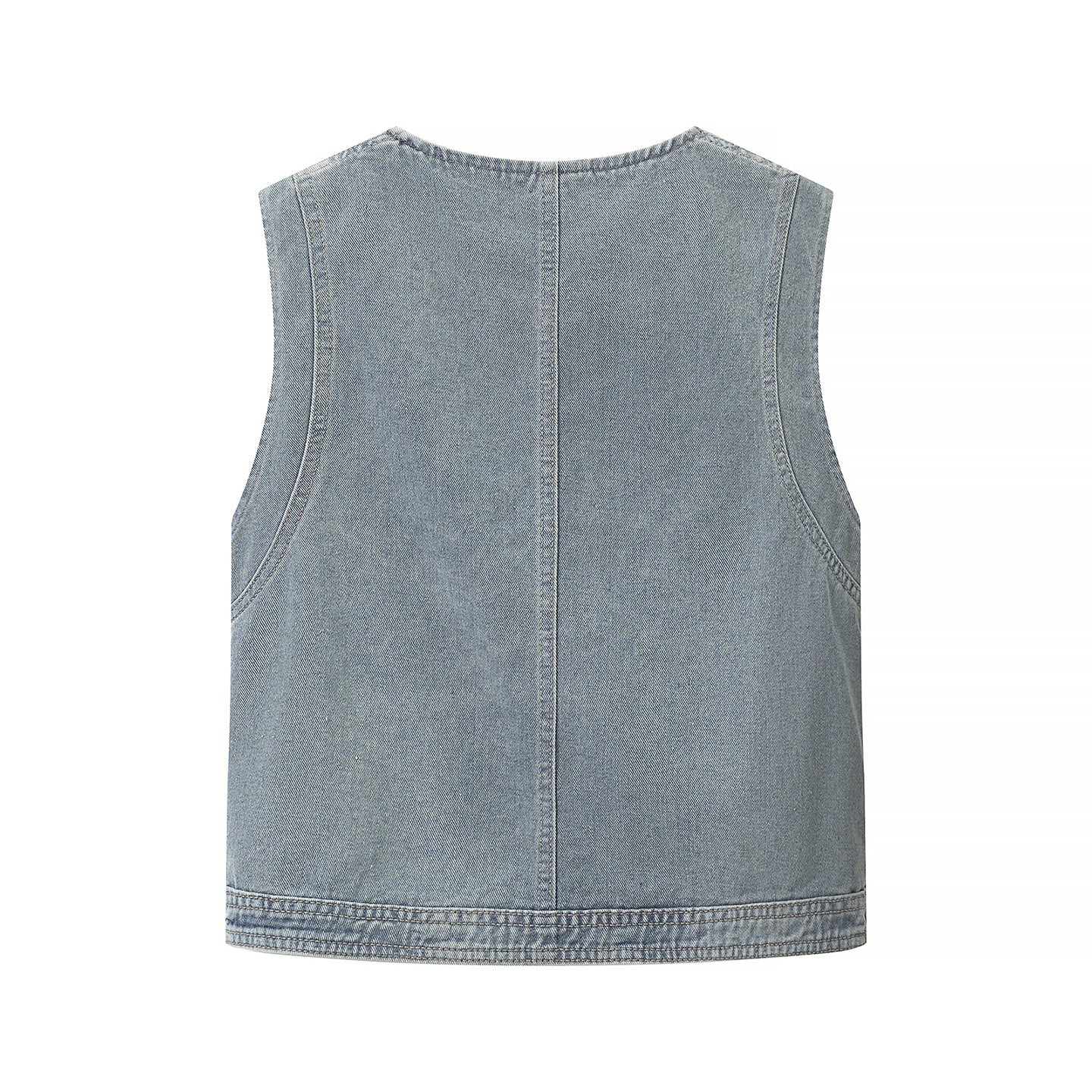 Denim Cut-Out Line Sleeveless Denim Vest Jacket for Women, Summer Design Sense
