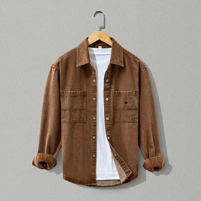 Men's pure cotton denim thick coat