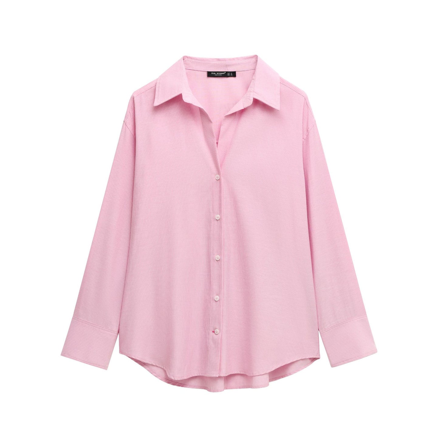 Fashion striped Oxford long sleeved lapel simple loose shirt for women