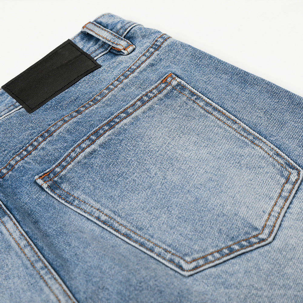 Gradient ground white washed denim jeans
