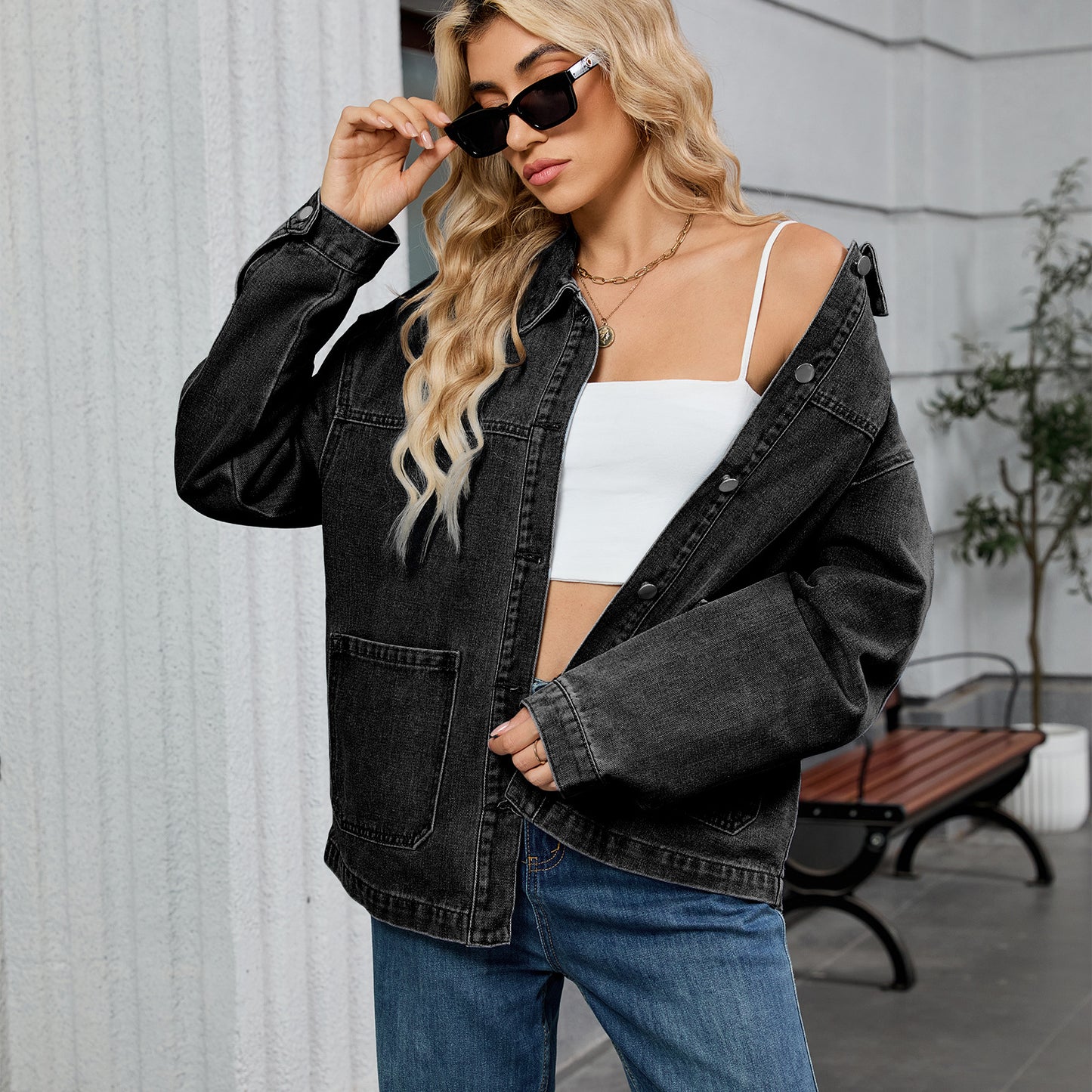 Women's Loose Casual Long-sleeved Jacket Early Autumn New Turn-down Collar Denim Jacket