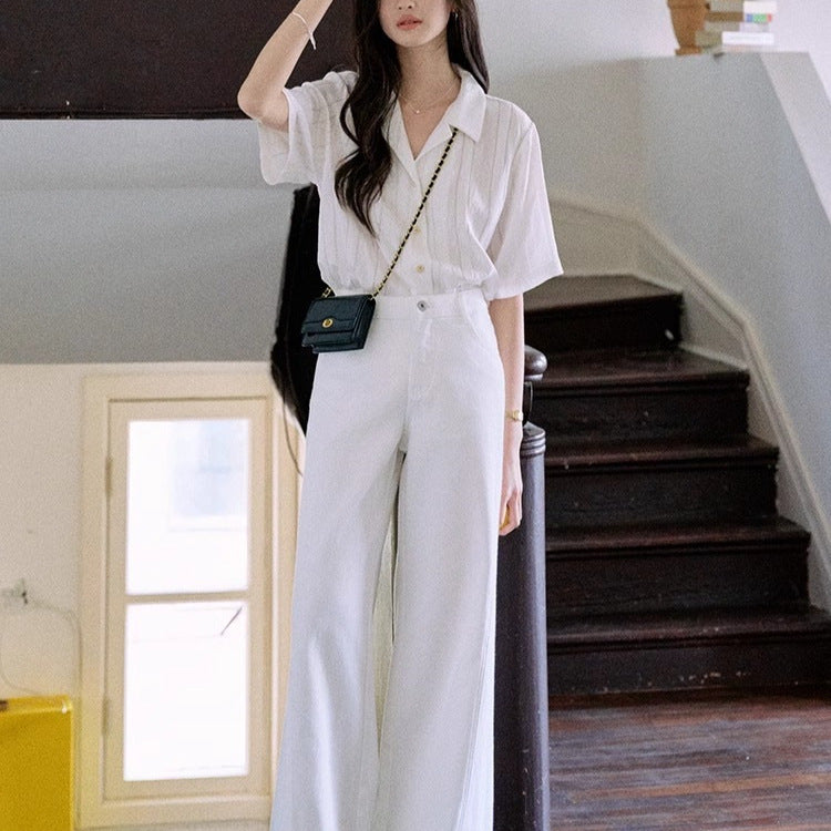 Loose Short Sleeve Cuban Collar Shirt Casual Top