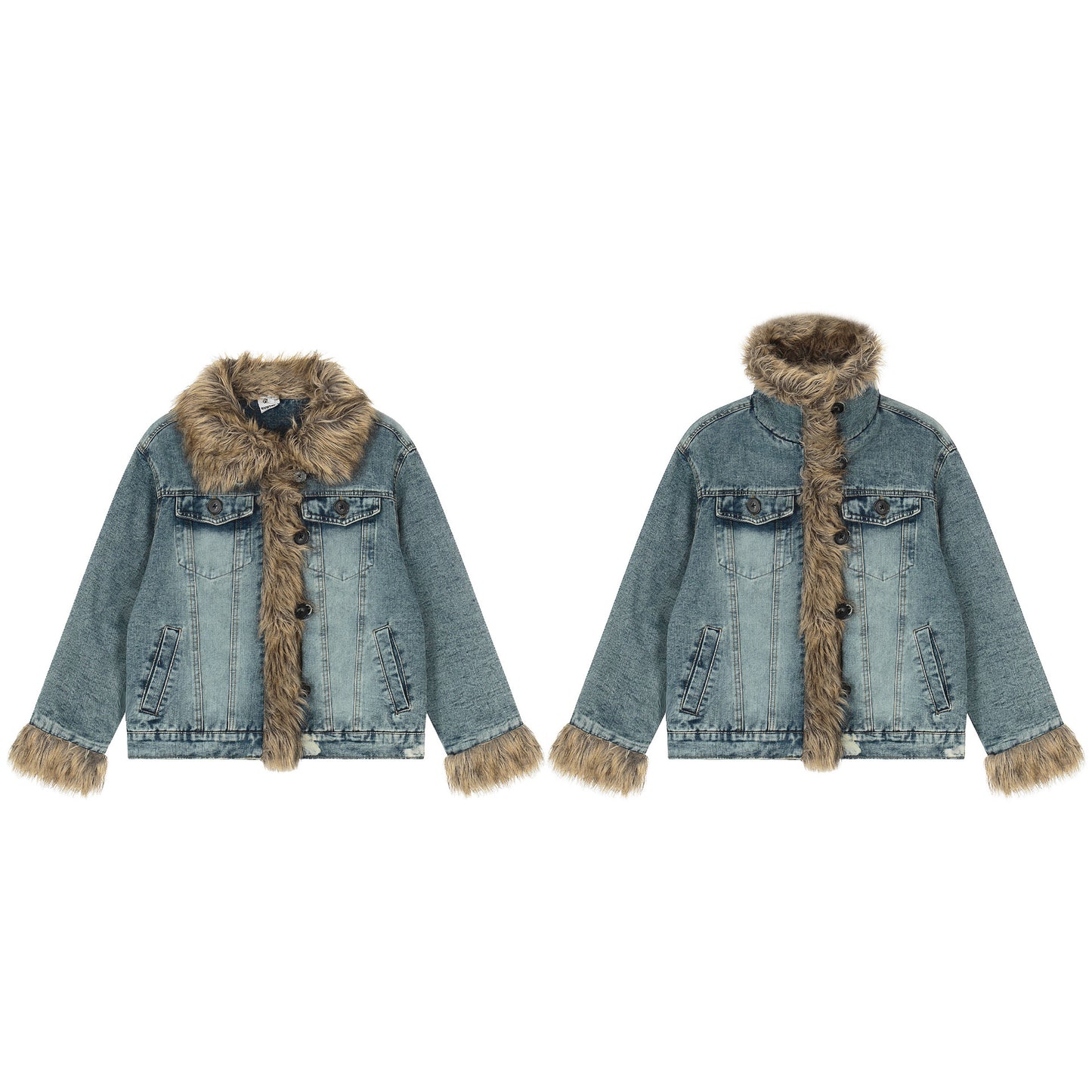 Women's Regular Denim Fleece-Lined Cotton Coat