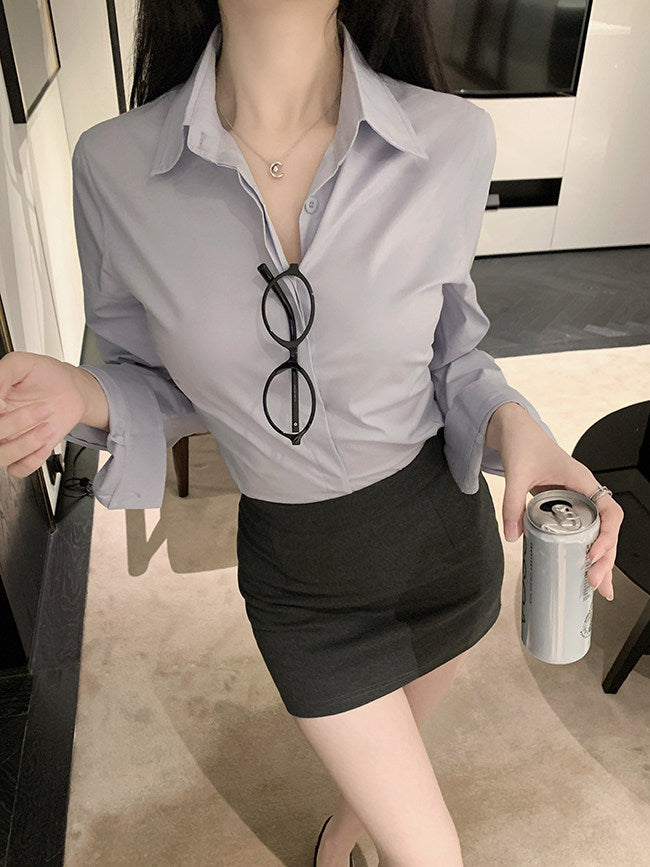 Long Sleeve Blouse Women's Design Sense Fitted Top