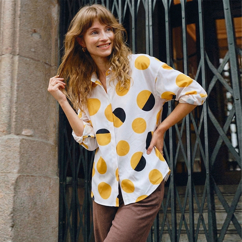 Polka dot long sleeved shirt
