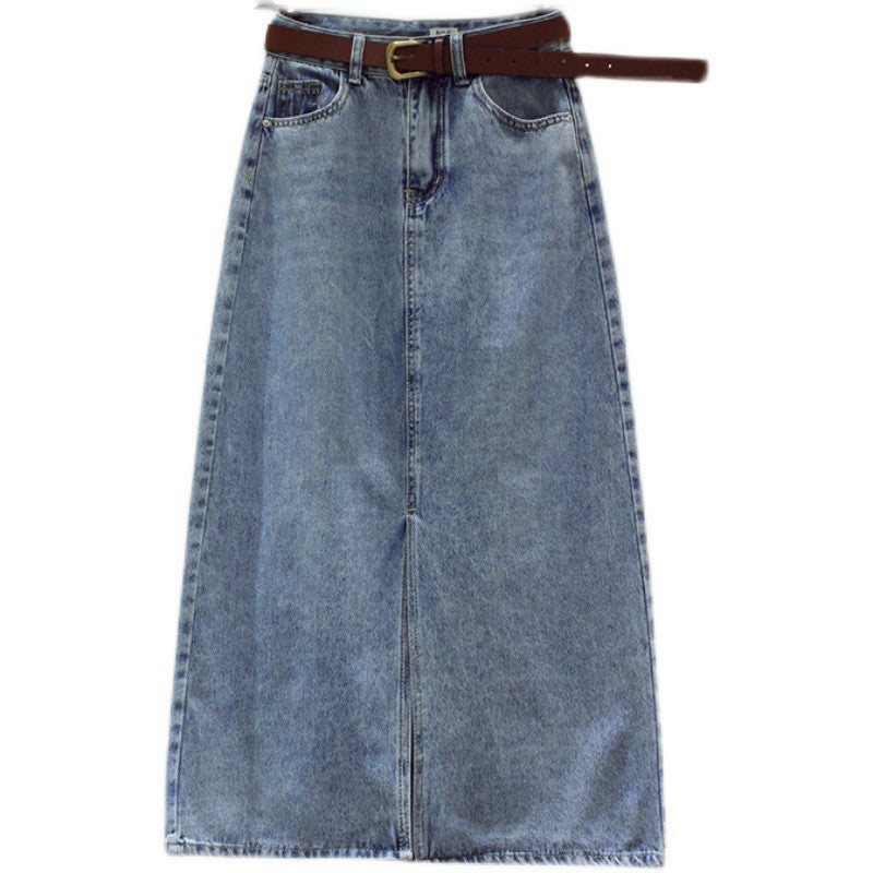 High-Waisted Slit Denim Skirt for Women, 2026 Spring/Summer Style, Versatile, Flattering, Slimming, A-Line, Bodycon Skirt