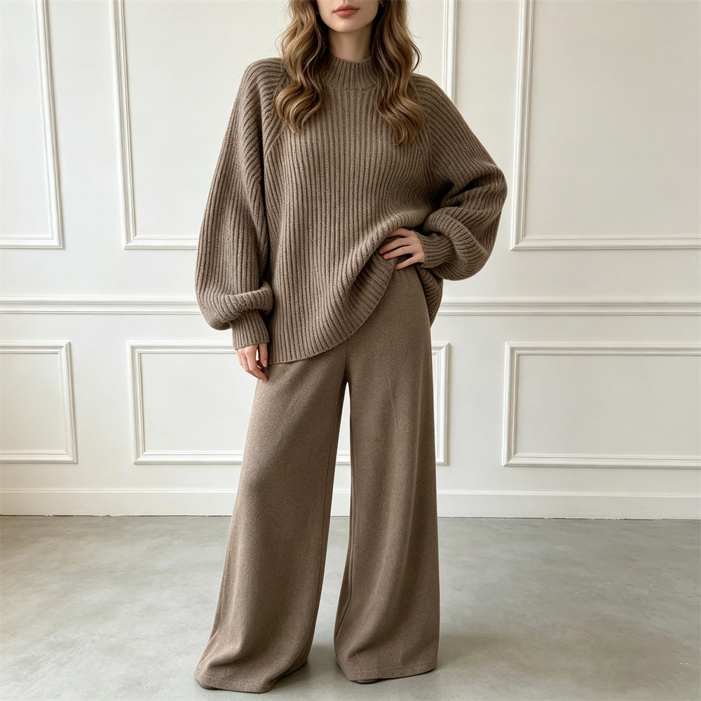 Sweater wide leg pants set