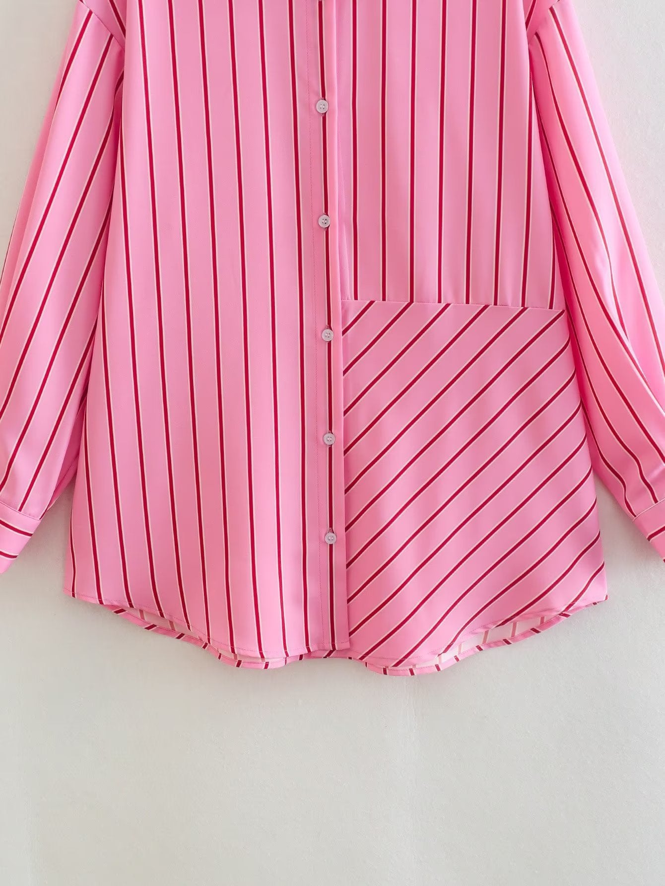 Autumn New Fashion Irregular Arrangement Stripe Shirt Top Women