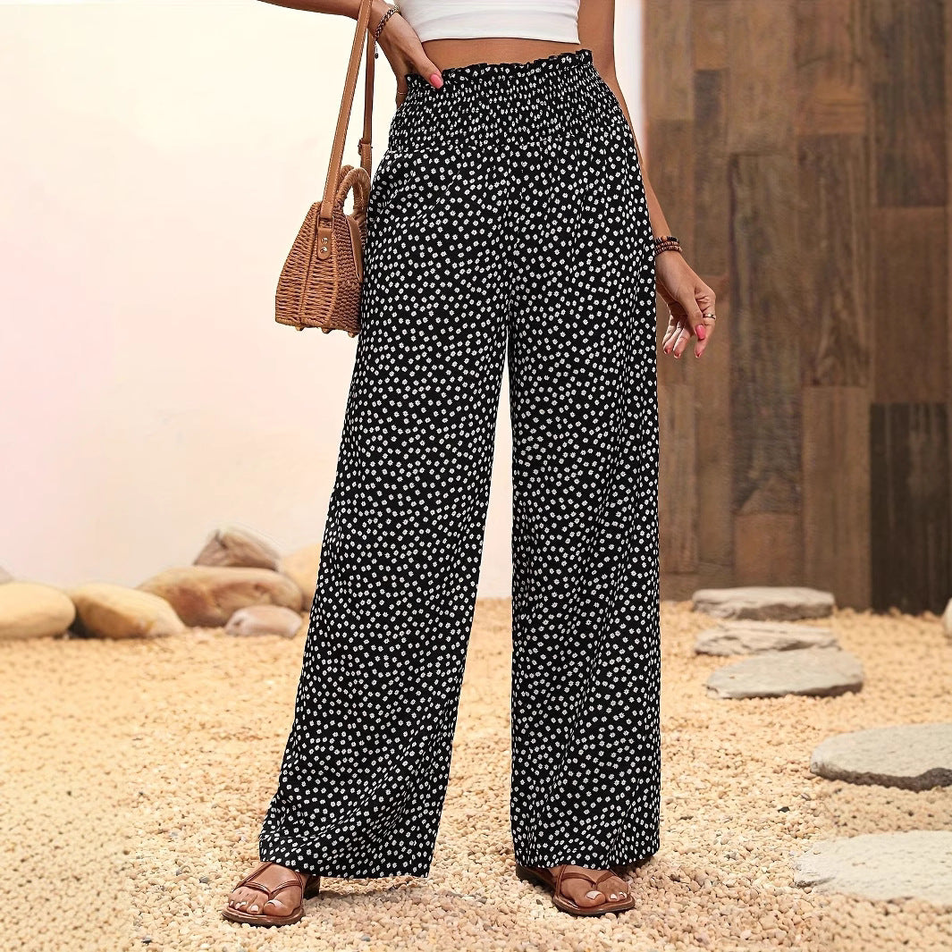 Floral high waisted wide leg pants