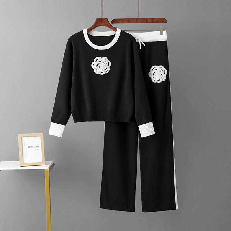 Loose top wide leg pants two-piece set