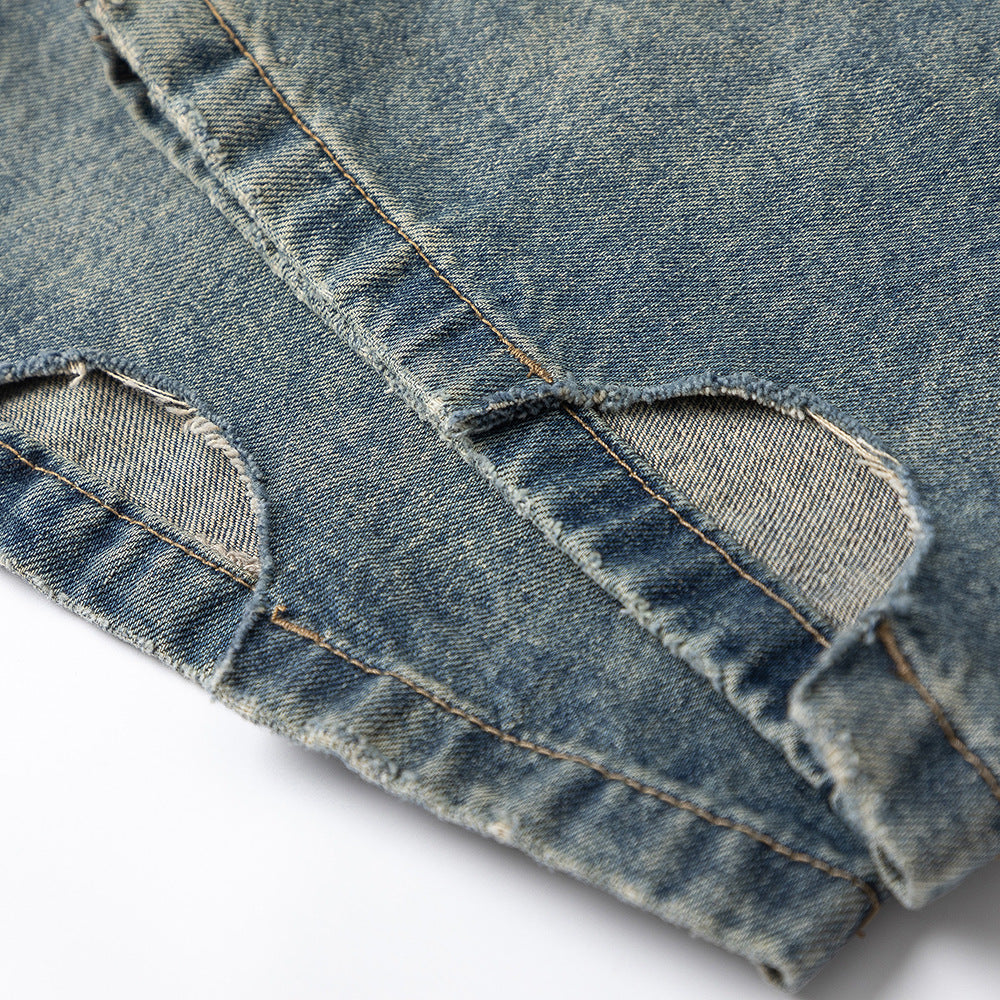 Make old washed denim floor pants