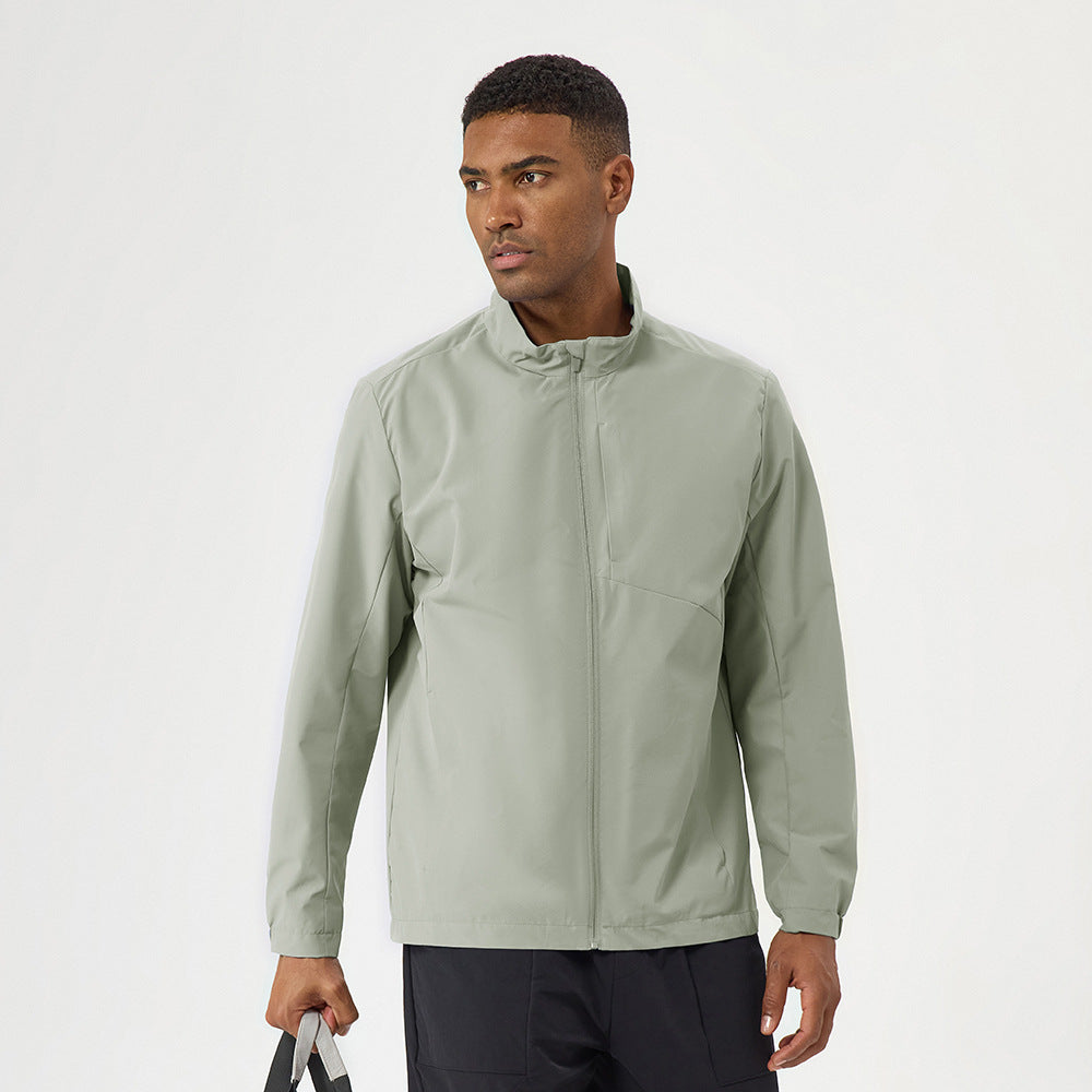 Stand up collar long sleeved zipper jacket