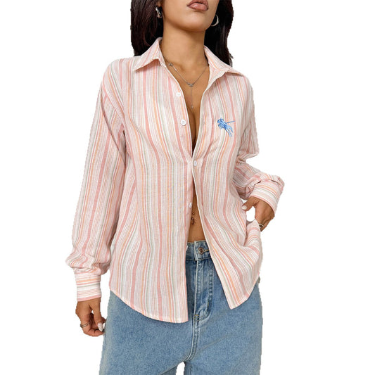 Long sleeved buttoned jacket shirt for women