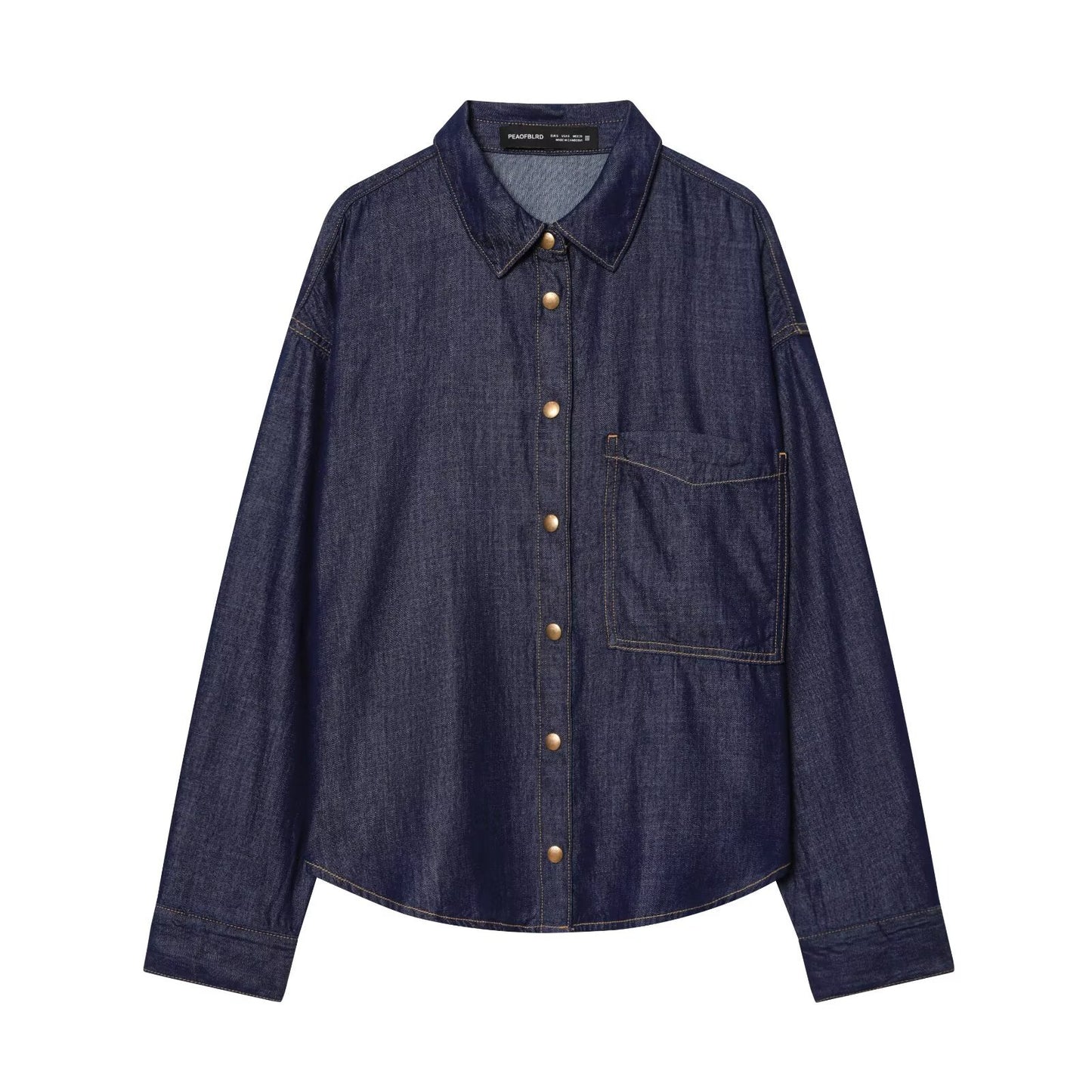 Loose denim shirt+wide leg pants