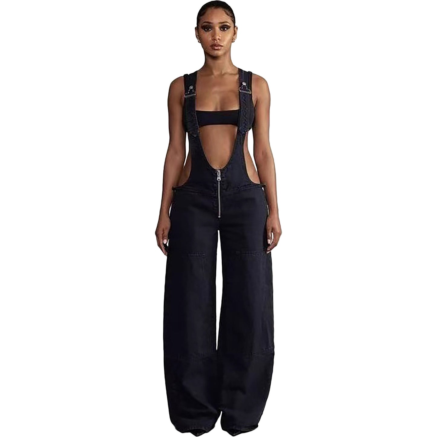Street Style Low Waist Overalls Wide Leg Strap Pants Women's Fashion Casual Trendy Bodycon Pants