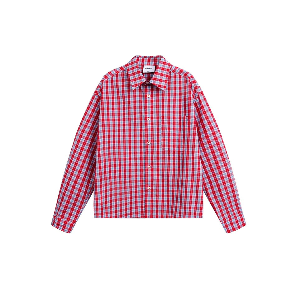 Checkered shirt men's long sleeved shirt