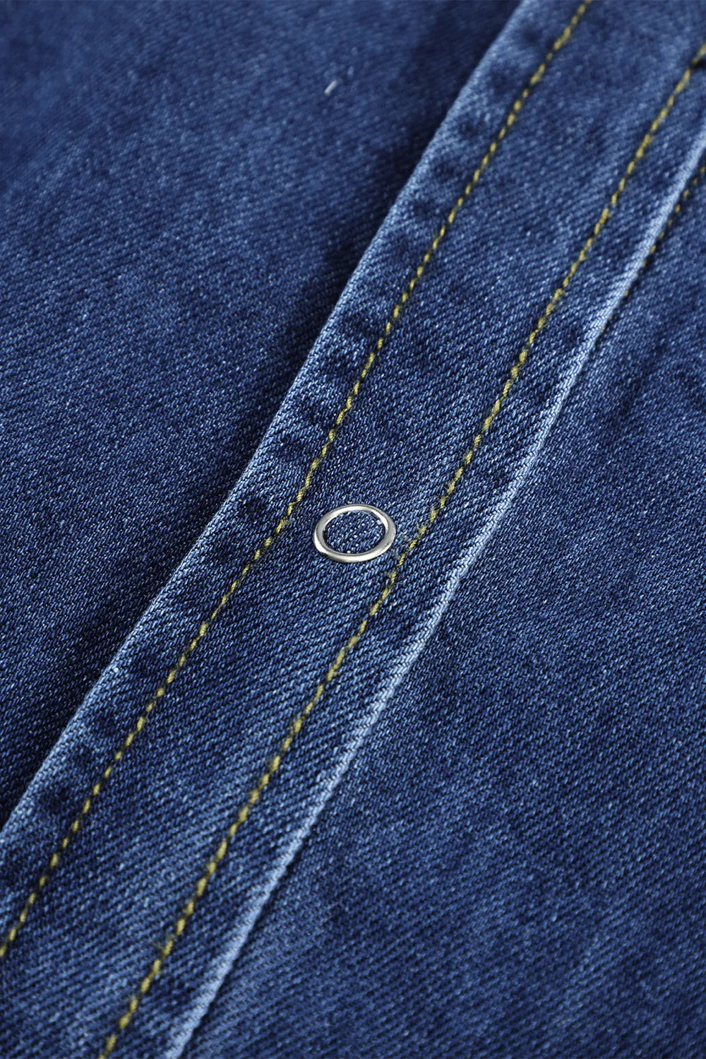 Raw Hem Collared Neck Long Sleeve Denim Jacket