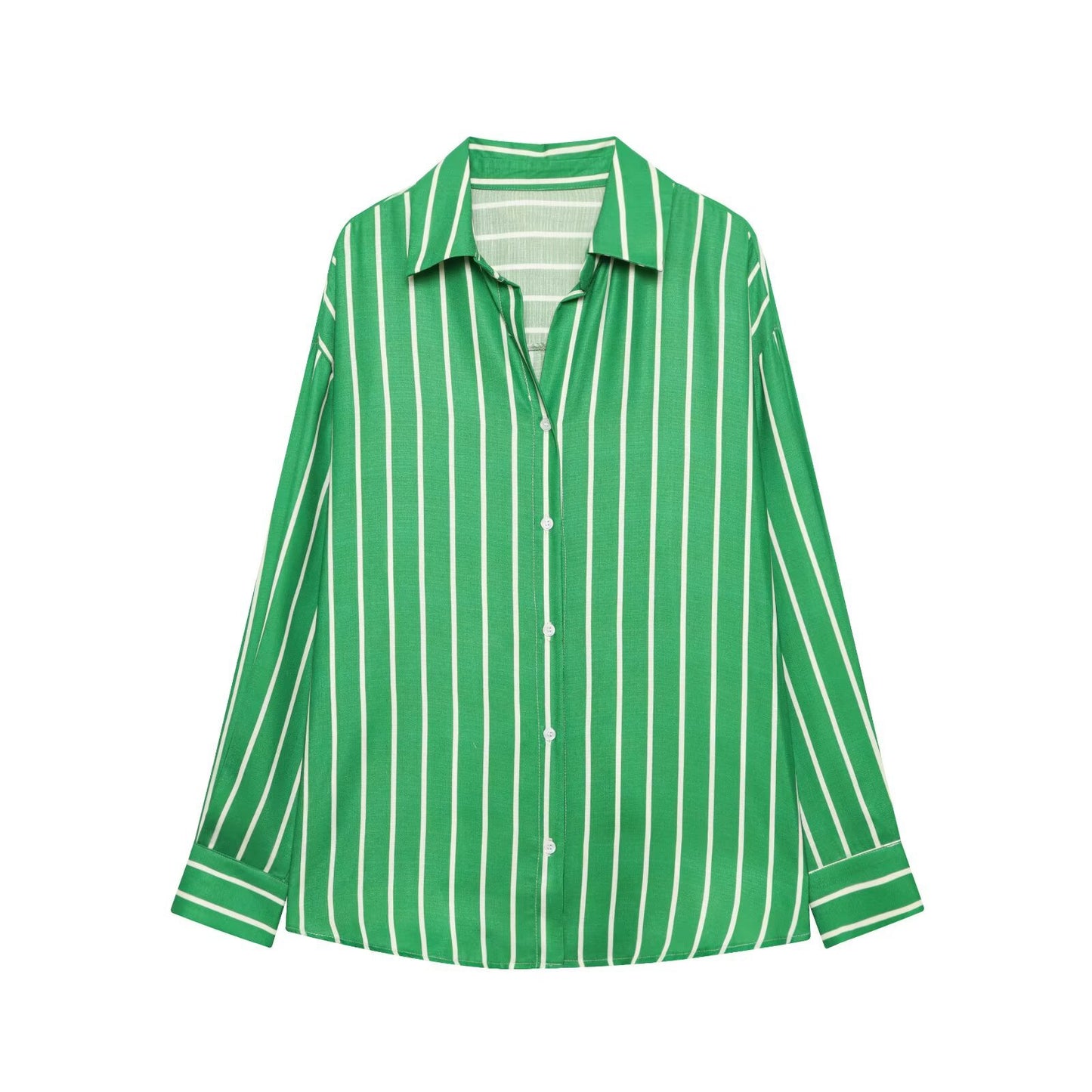 Simple style loose casual striped long sleeved shirt