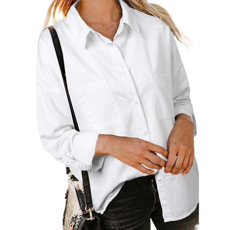 Denim shirt loose double pocket long sleeved casual coat shirt