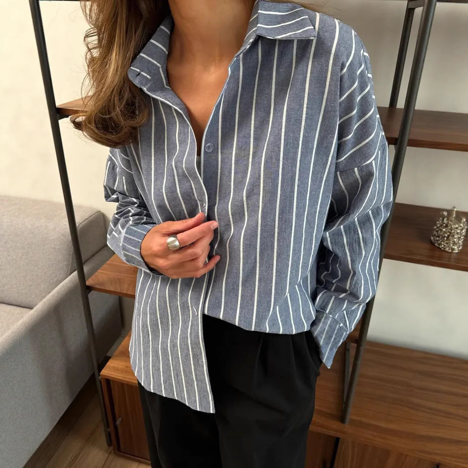 Long sleeved striped shirt for women