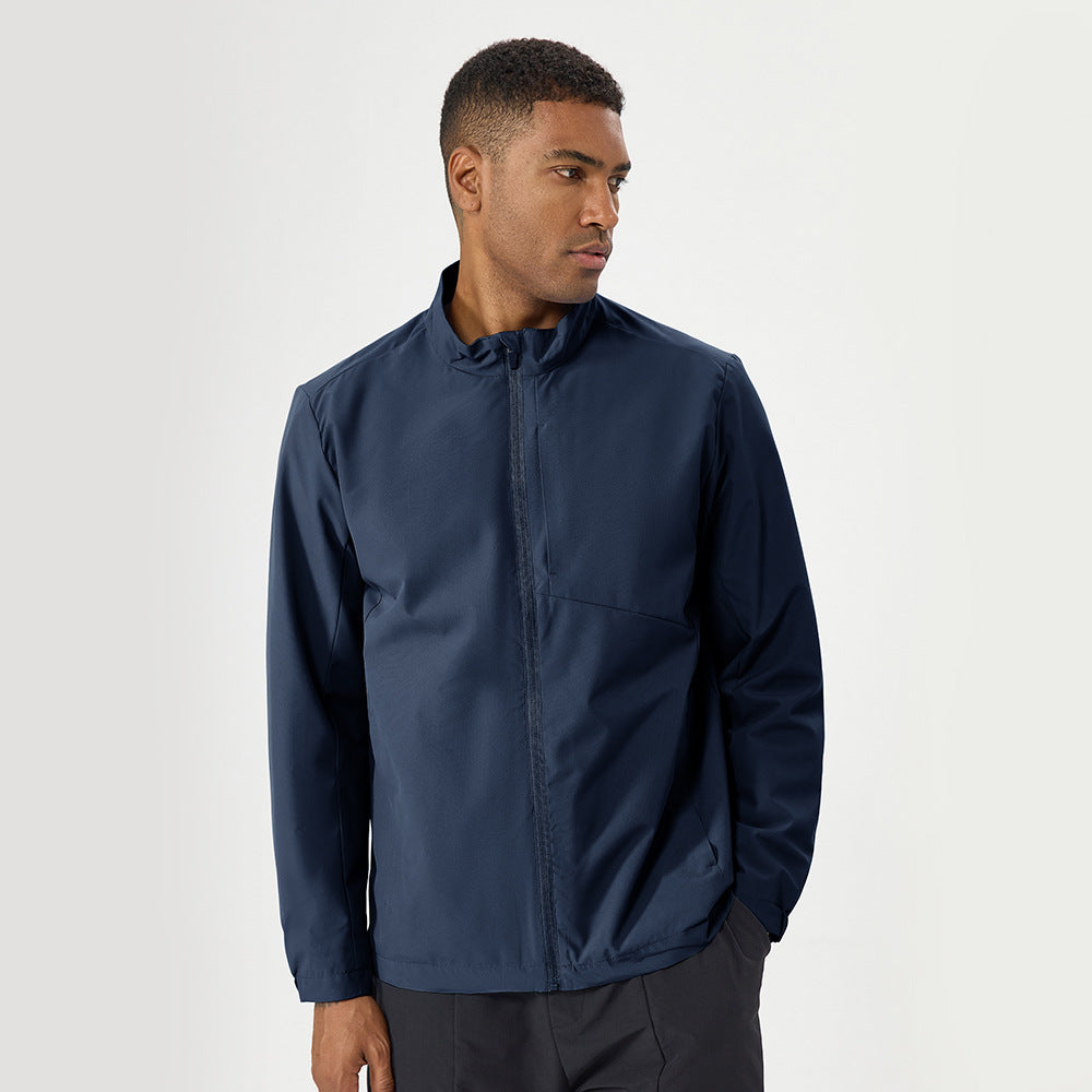 Stand up collar long sleeved zipper jacket