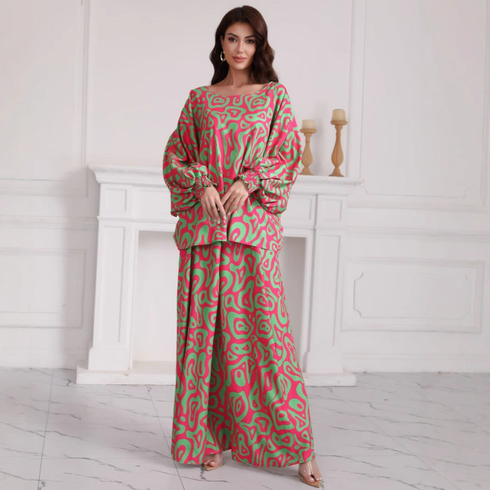 Women's Plus Size Printed Dress  Set