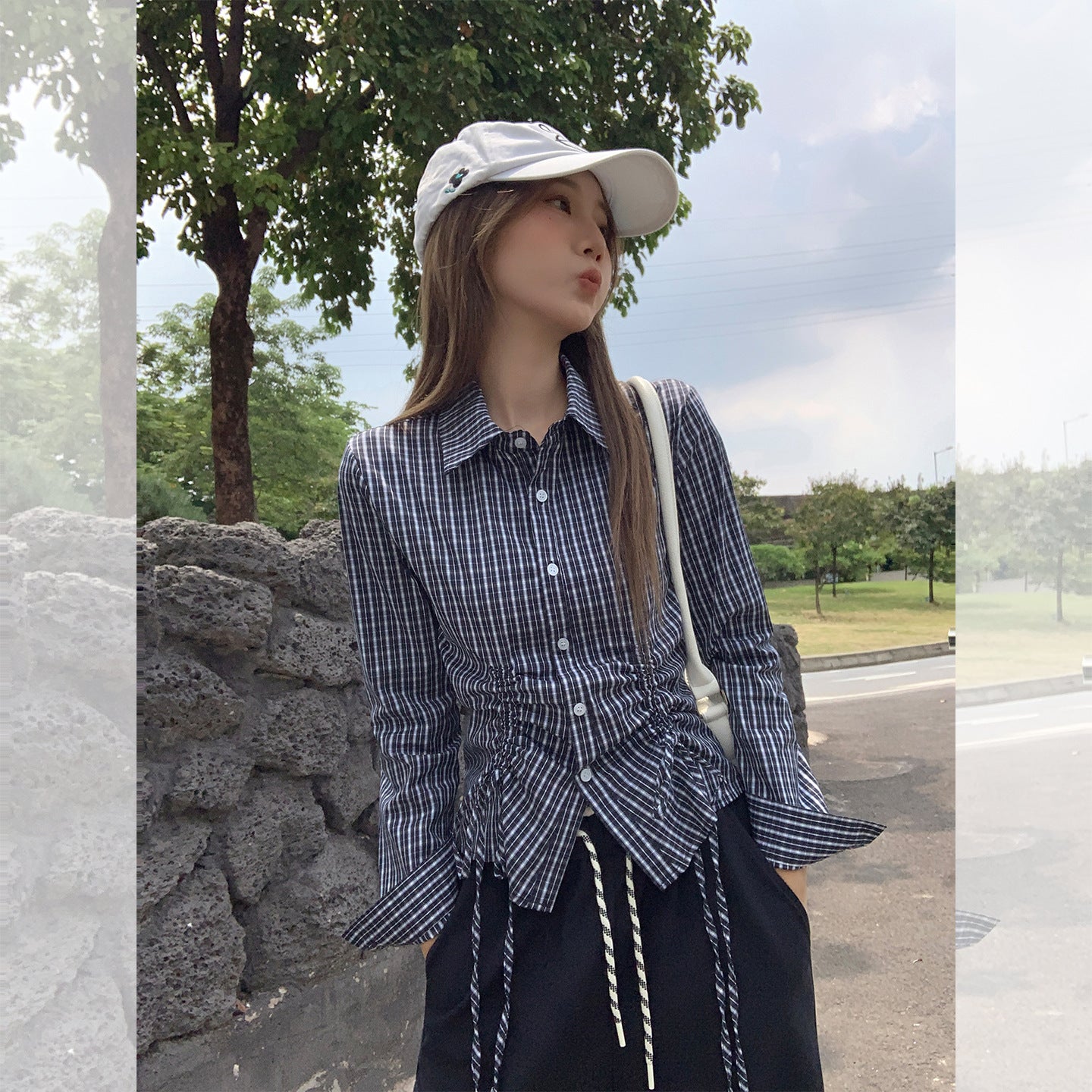 Style Polo Collar Single Breasted Long Sleeve Shirt
