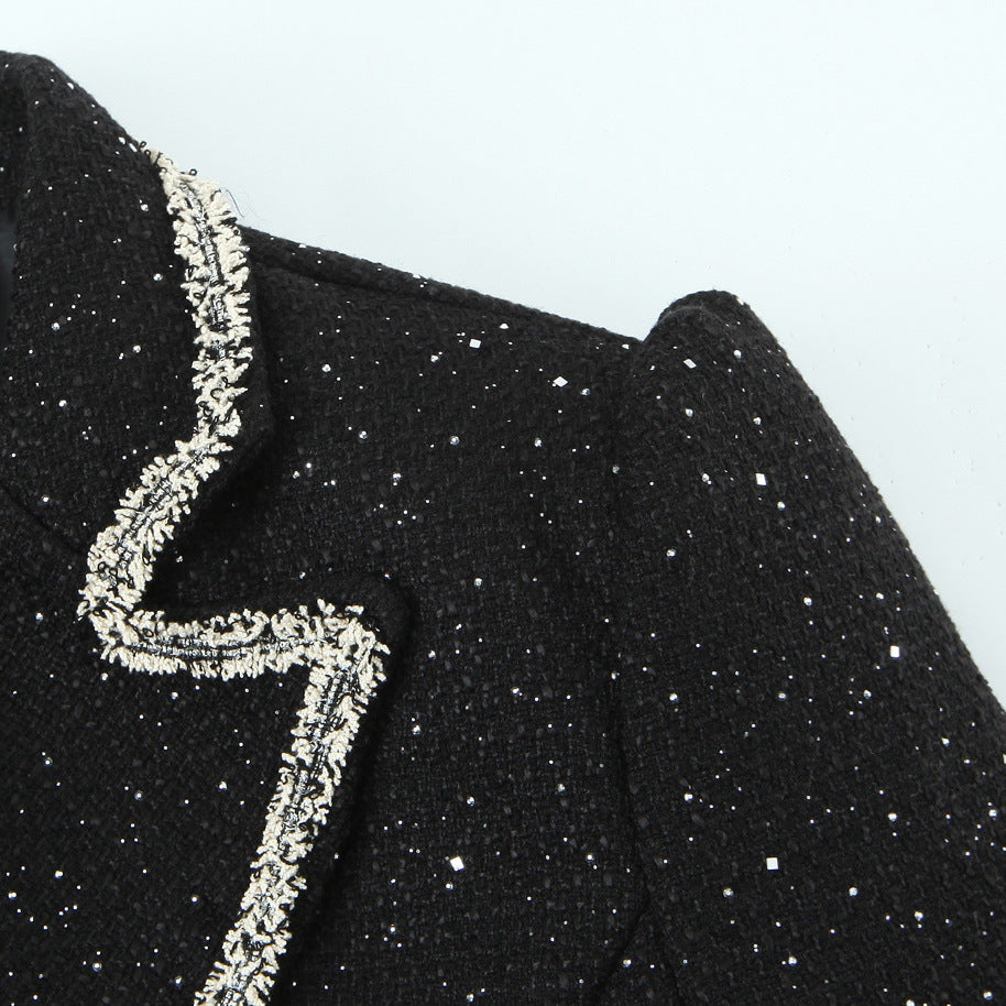 Sequined woolen woven suit jacket