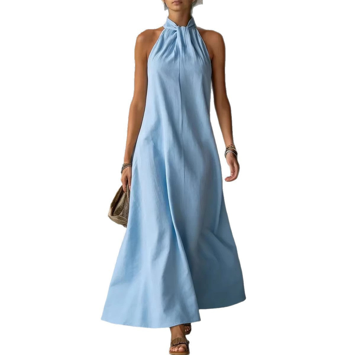 Spring Summer Women's Off-Shoulder Sleeveless Cross Front Dress