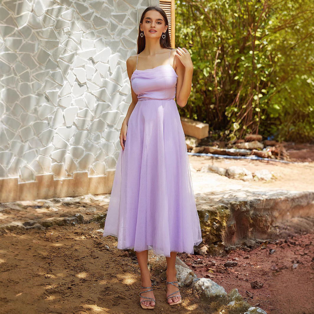 Evening Dress Purple Strapless Dress New Formal DressForeign Trade