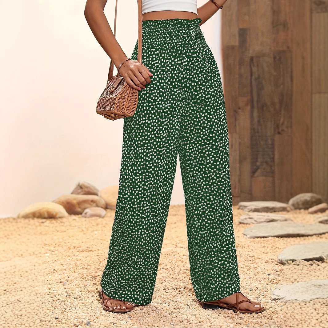 Floral high waisted wide leg pants