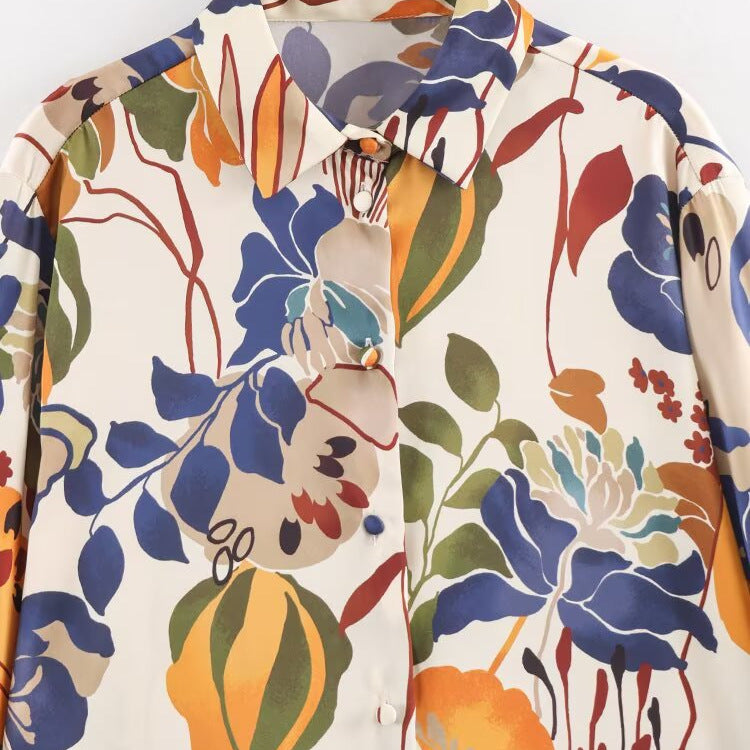 Long sleeved collar printed shirt