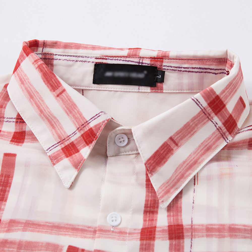 Plaid long sleeved loose casual shirt