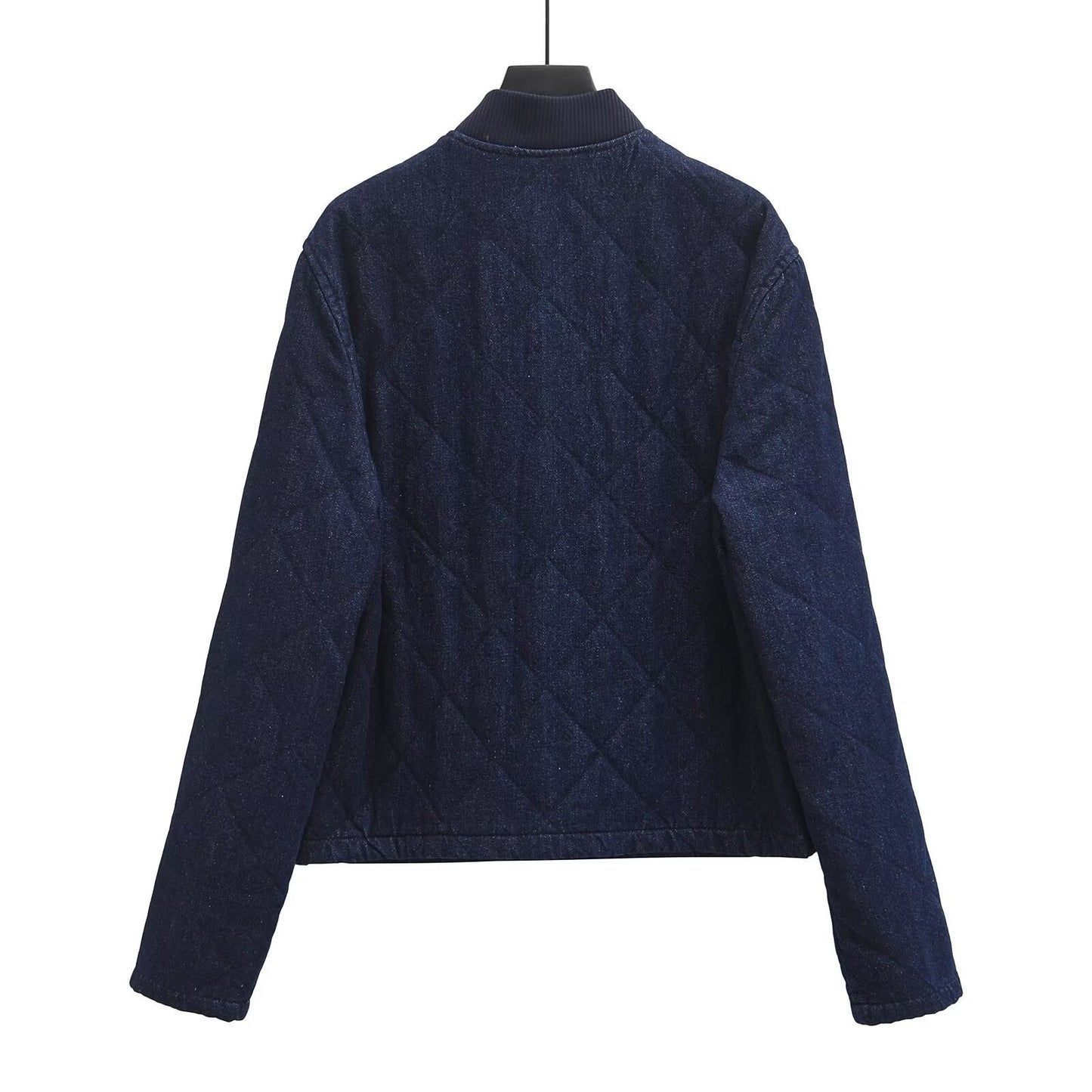 Street standing collar denim washed cotton jacket