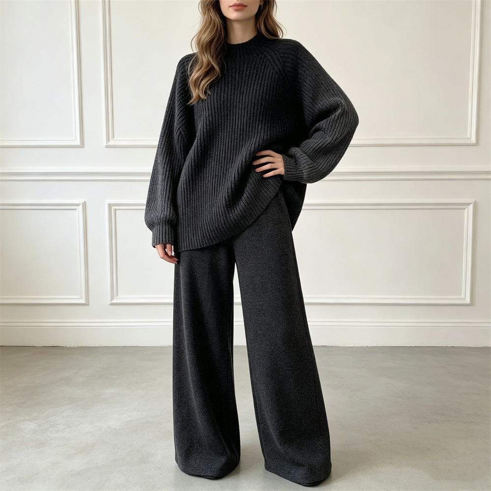 Sweater wide leg pants set